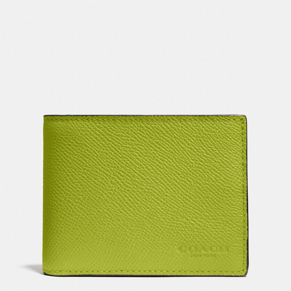 COACH F75093 Slim Billfold Wallet In Crossgrain Leather CITRINE