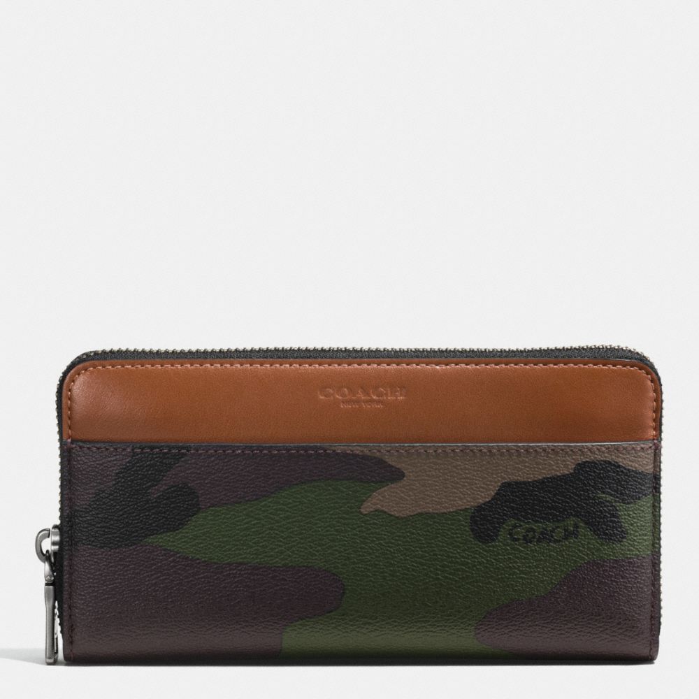 COACH f75099 ACCORDION ZIP WALLET IN CAMO COATED CANVAS GREEN CAMO