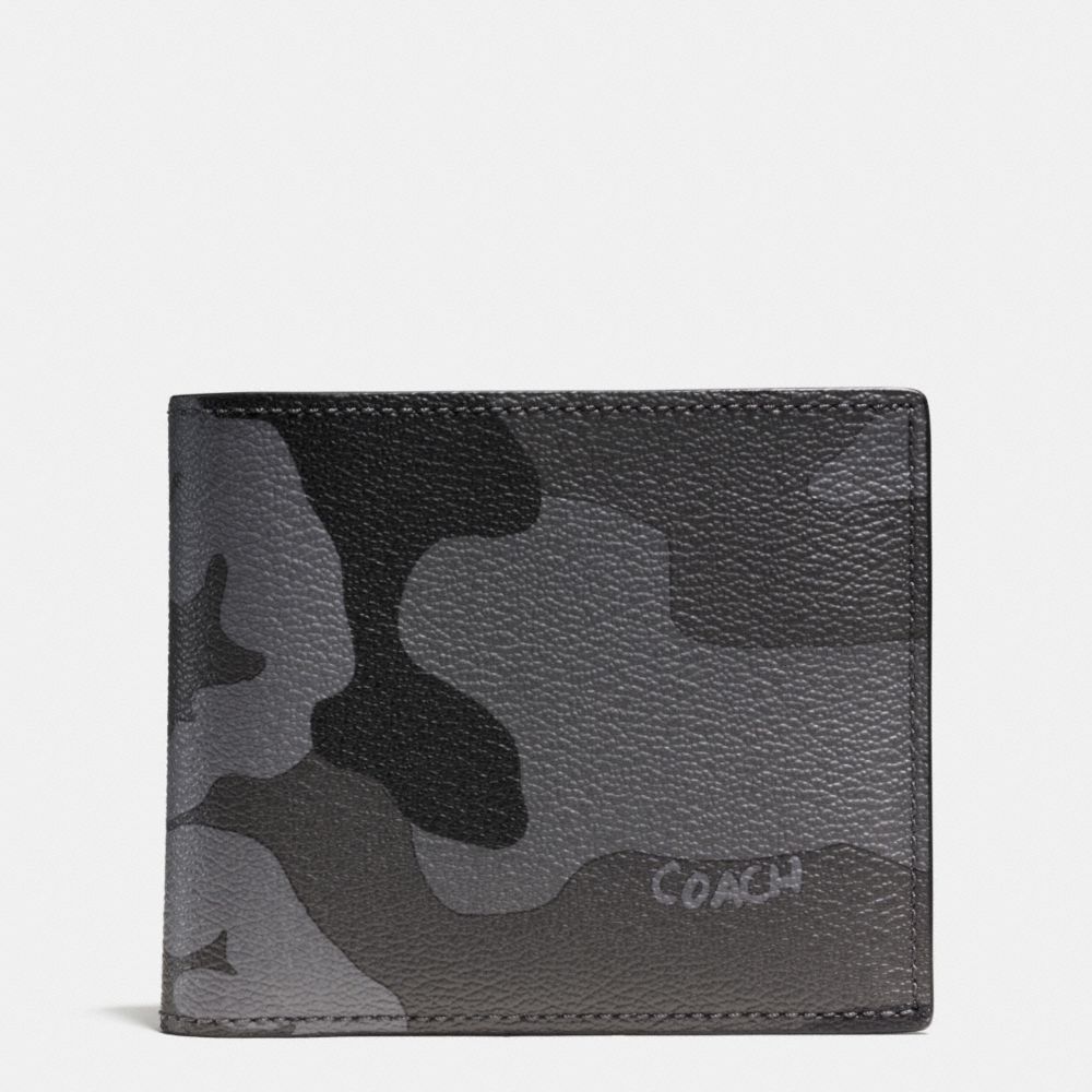 COMPACT ID WALLET IN CAMO PRINT COATED CANVAS - f75101 - FOG CAMO