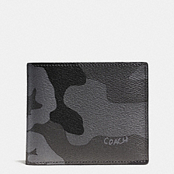 COACH F75101 Compact Id Wallet In Camo Print Coated Canvas FOG CAMO