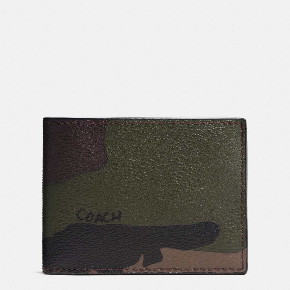 SLIM BILL ID WALLET IN CAMO COATED CANVAS - GREEN CAMO - COACH F75103