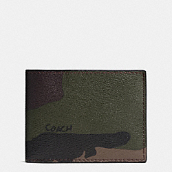 COACH F75103 Slim Bill Id Wallet In Camo Coated Canvas GREEN CAMO