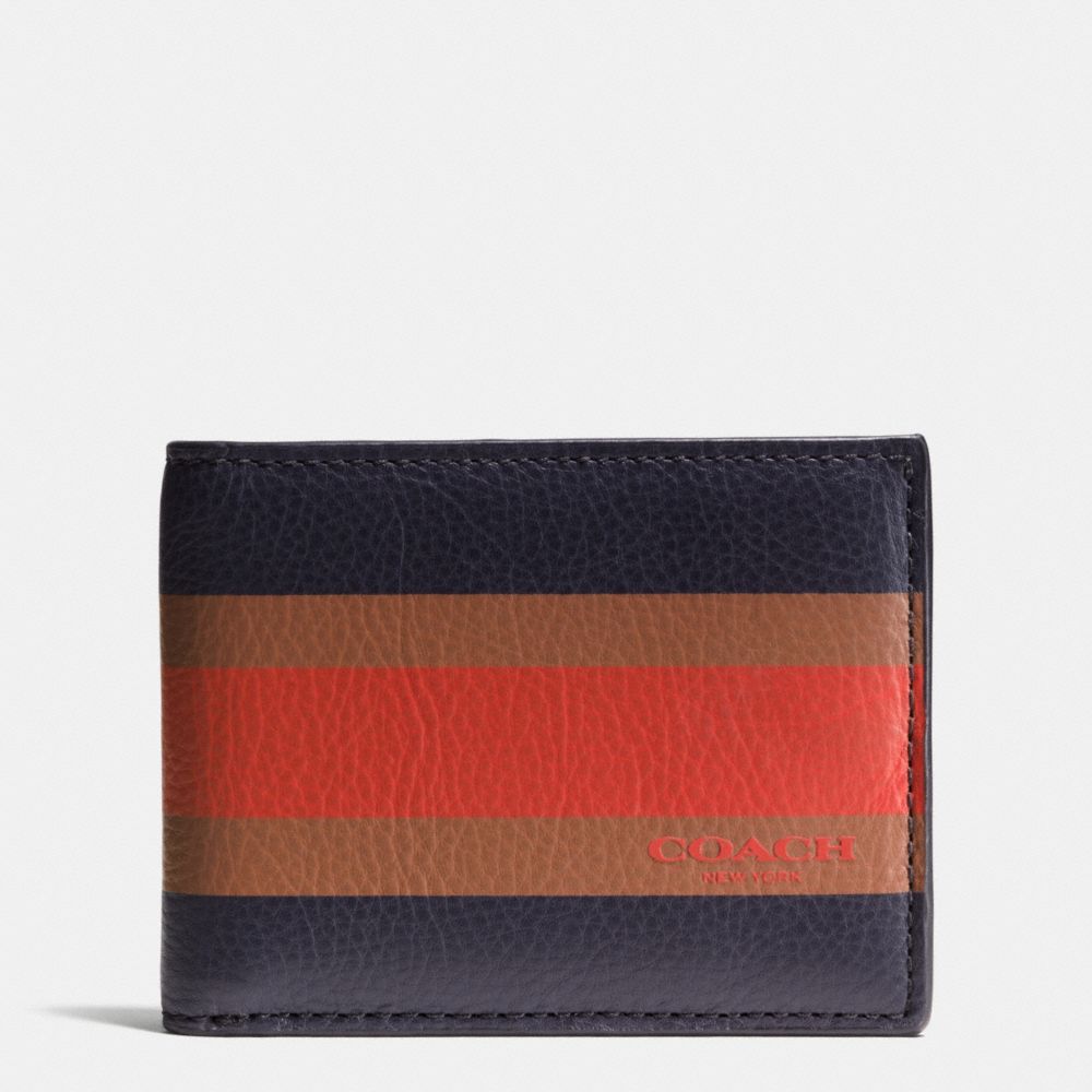 COACH f75138 SLIM BILLFOLD ID WALLET IN VARSITY SPORT CALF LEATHER MIDNIGHT NAVY