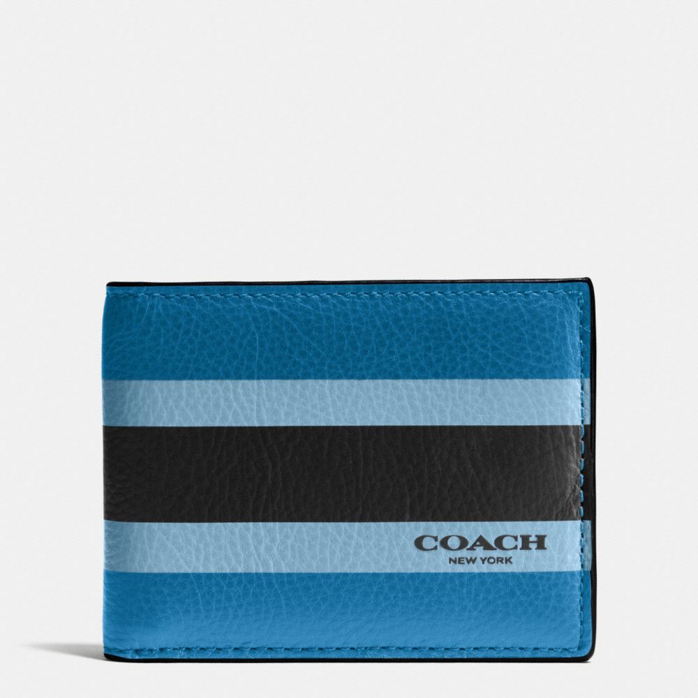 SLIM BILLFOLD ID WALLET IN VARSITY SPORT CALF LEATHER - f75138 - DENIM