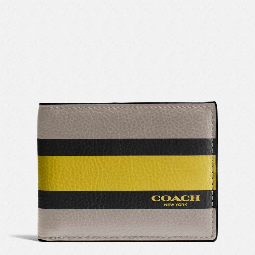 COACH F75138 Slim Billfold Id Wallet In Varsity Sport Calf Leather FOG