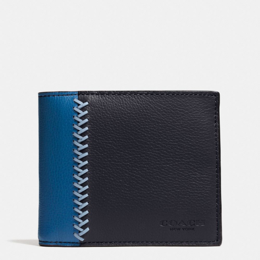 COACH COMPACT ID WALLET IN BASEBALL STITCH LEATHER - MIDNIGHT NAVY - f75170