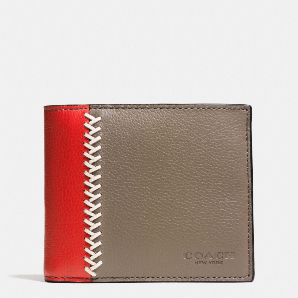 COACH F75170 - COMPACT ID WALLET IN BASEBALL STITCH LEATHER FOG