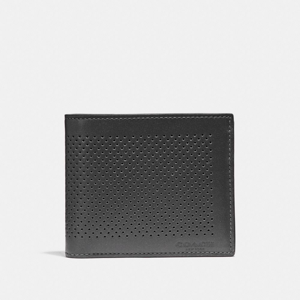 COACH f75197 COMPACT ID WALLET GRAPHITE