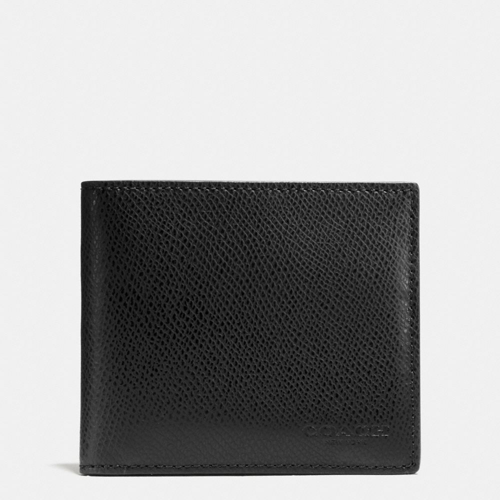 COACH F75206 - DOUBLE BILLFOLD WALLET IN CROSSGRAIN LEATHER BLACK