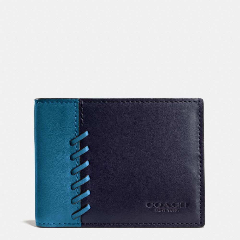 COACH RIP AND REPAIR SLIM BILLFOLD WALLET IN SPORT CALF LEATHER - MIDNIGHT - F75212