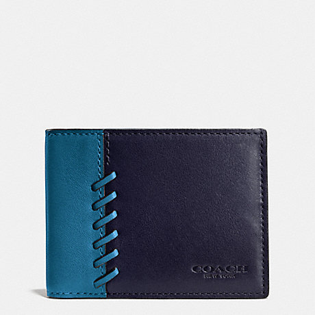 COACH RIP AND REPAIR SLIM BILLFOLD WALLET IN SPORT CALF LEATHER - MIDNIGHT - f75212