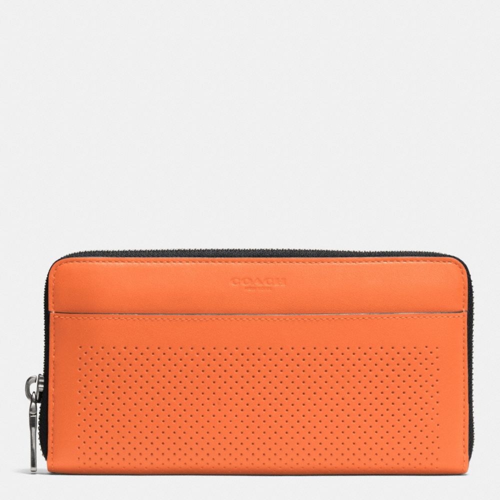 COACH ACCORDION WALLET IN PERFORATED LEATHER - ORANGE - F75222