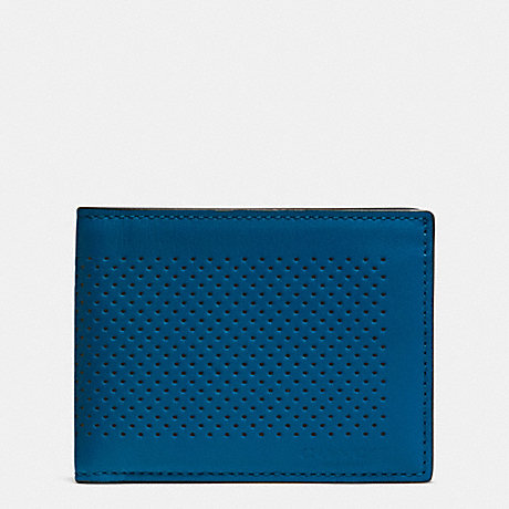 COACH F75227 SLIM BILLFOLD ID WALLET IN PERFORATED LEATHER DENIM
