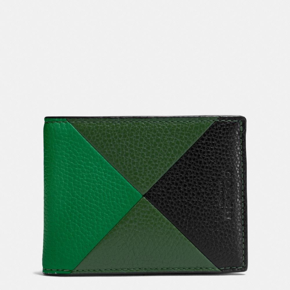 SLIM BILLFOLD WALLET IN PATCHWORK PEBBLE LEATHER - f75285 - GRASS