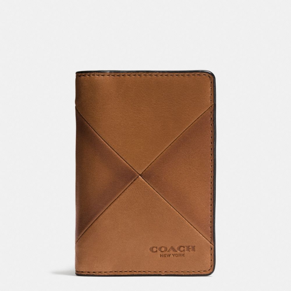 COACH F75286 Card Wallet In Patchwork Sport Calf Leather SADDLE