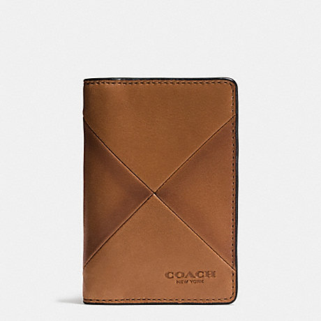 COACH CARD WALLET IN PATCHWORK SPORT CALF LEATHER - SADDLE - f75286