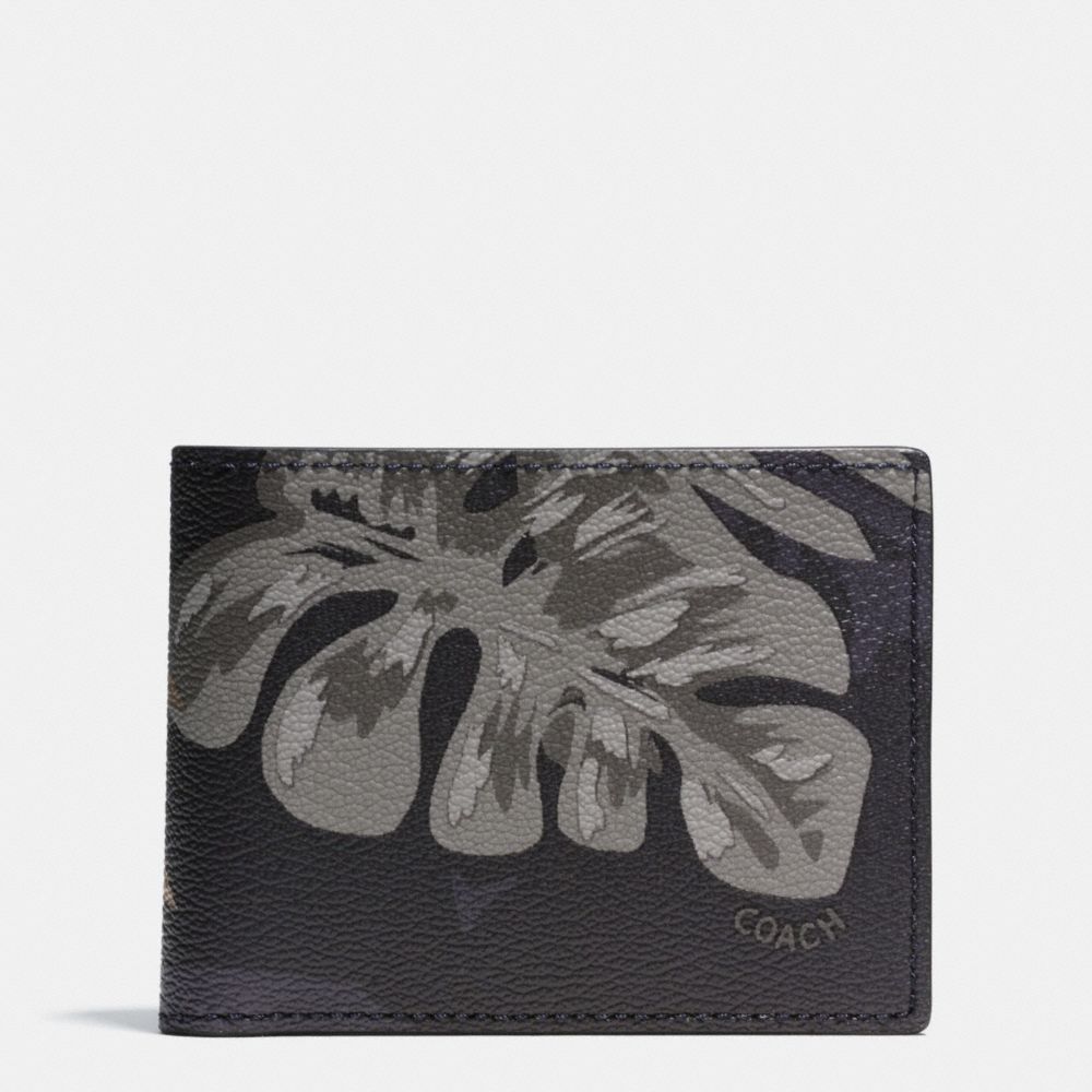 COACH F75294 Slim Billfold Wallet In Tropical Print Coated Canvas HAWAIIAN PALM