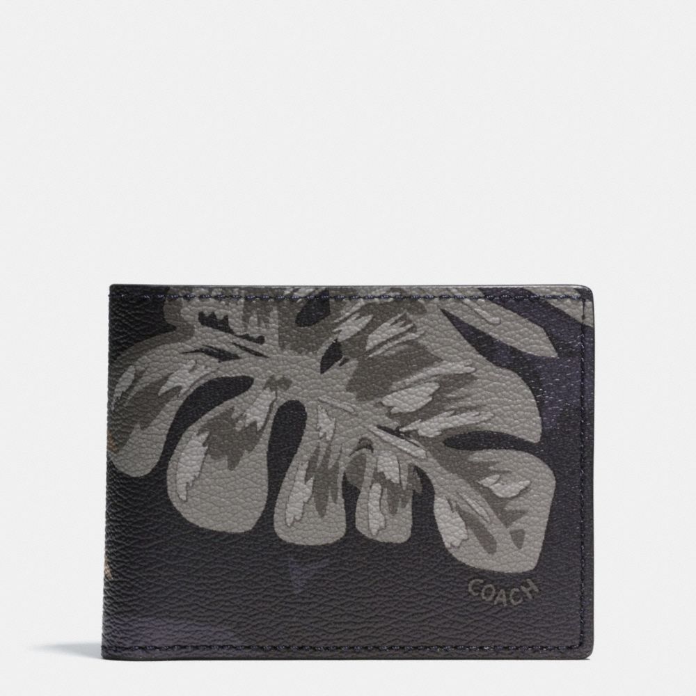 SLIM BILLFOLD WALLET IN TROPICAL PRINT COATED CANVAS - HAWAIIAN PALM - COACH F75294