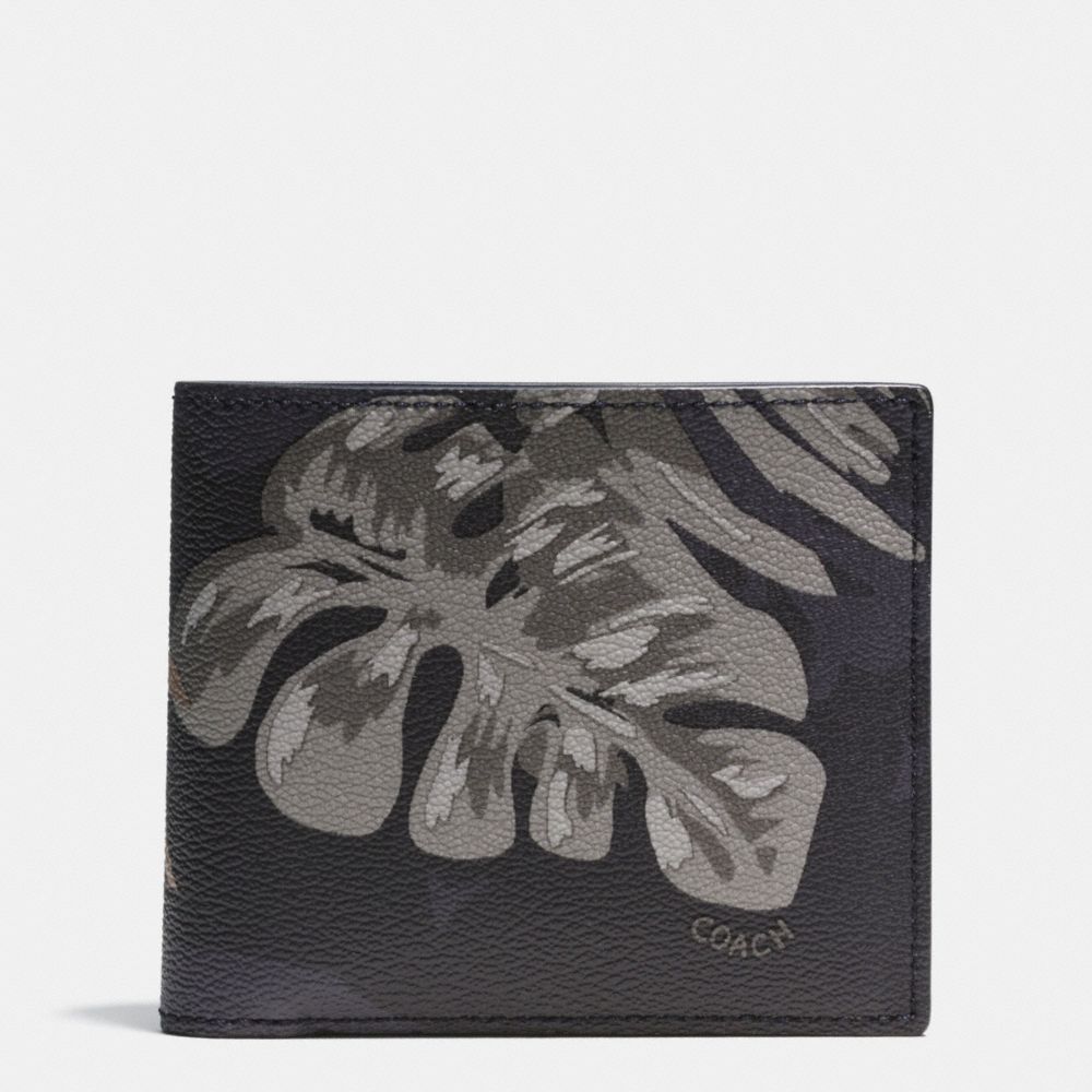 COACH F75296 Compact Id  Wallet In Tropical Print Coated Canvas HAWAIIAN PALM