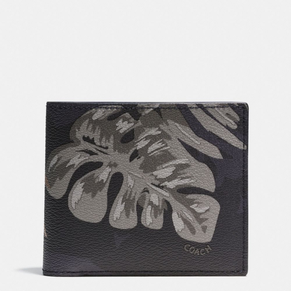 COMPACT ID  WALLET IN TROPICAL PRINT COATED CANVAS - HAWAIIAN PALM - COACH F75296