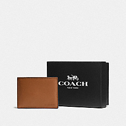 COACH F75305 Boxed Slim Billfold Id Wallet SADDLE