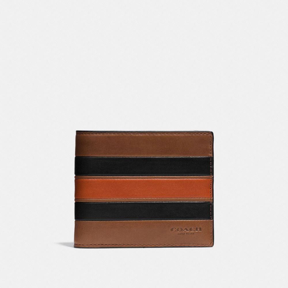 COACH F75331 3-in-1 Wallet With Varsity Stripe DARK SADDLE/BLACK