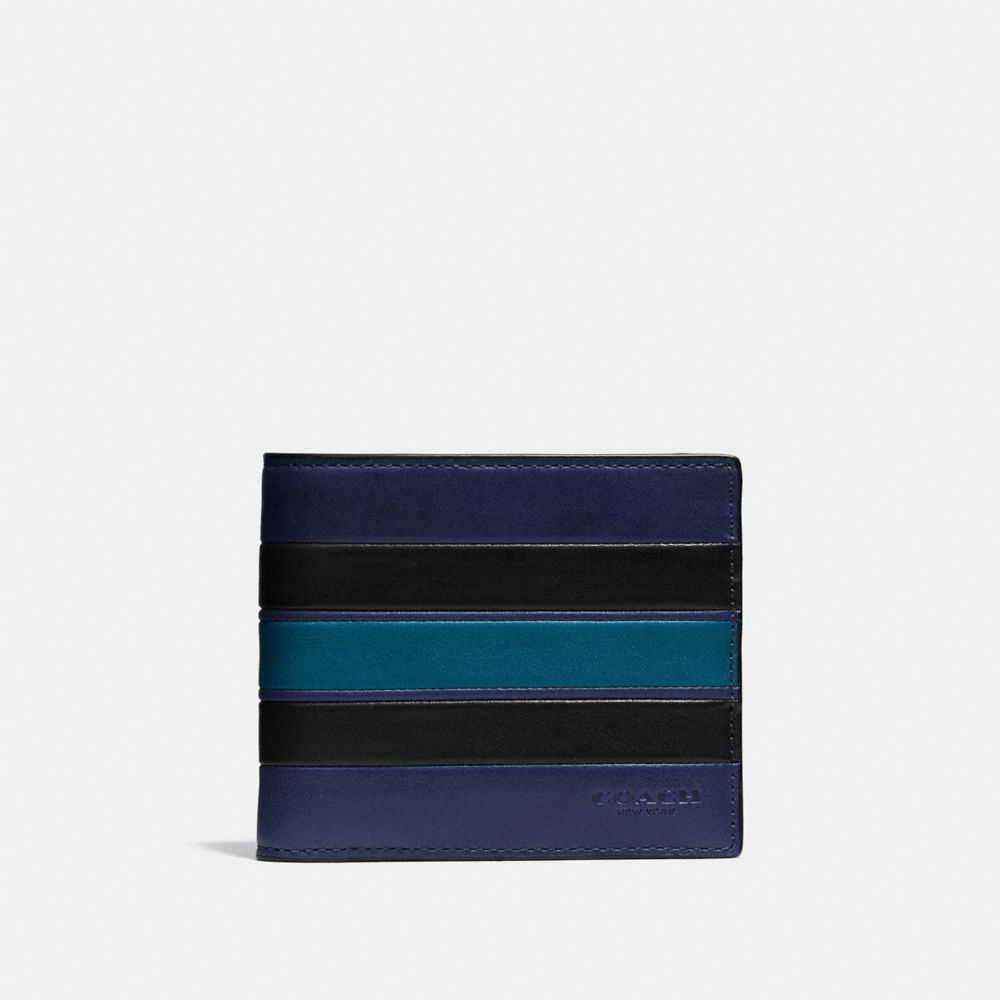 COACH 3-IN-1 WALLET WITH VARSITY STRIPE - MIDNIGHT/BLACK/DARK DENIM - F75331