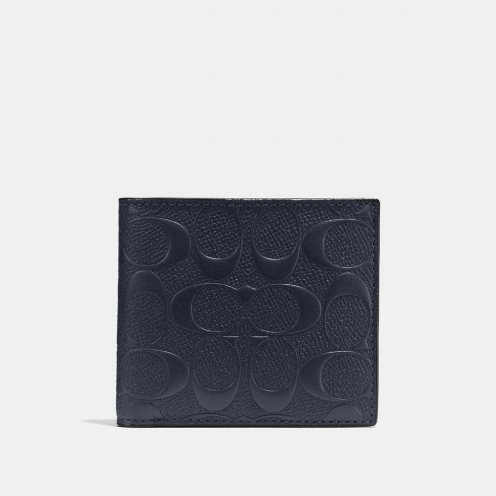 COACH f75363 COIN WALLET IN SIGNATURE CROSSGRAIN LEATHER MIDNIGHT NAVY