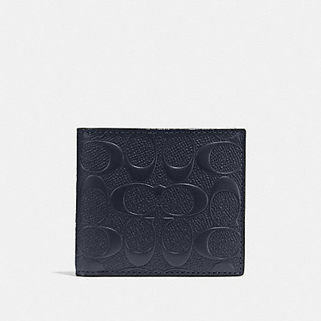 COACH F75363 COIN WALLET IN SIGNATURE CROSSGRAIN LEATHER MIDNIGHT-NAVY
