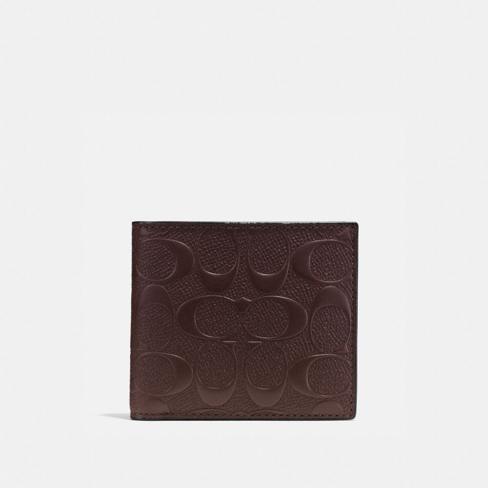 COIN WALLET IN SIGNATURE CROSSGRAIN LEATHER - COACH f75363 - MAHOGANY