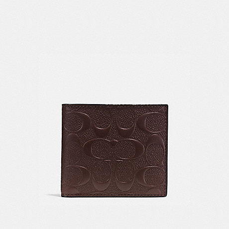 COACH F75363 COIN WALLET IN SIGNATURE CROSSGRAIN LEATHER MAHOGANY