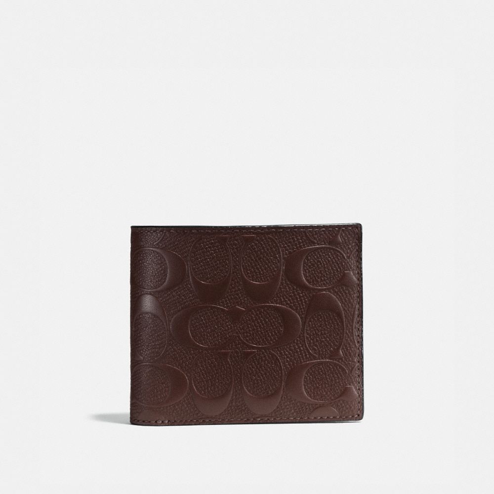 COACH F75371 - COMPACT ID WALLET IN SIGNATURE LEATHER MAHOGANY