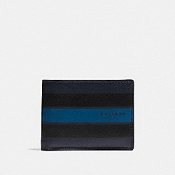 COACH F75386 Slim Billfold Wallet In Varsity Leather MIDNIGHT NAVY