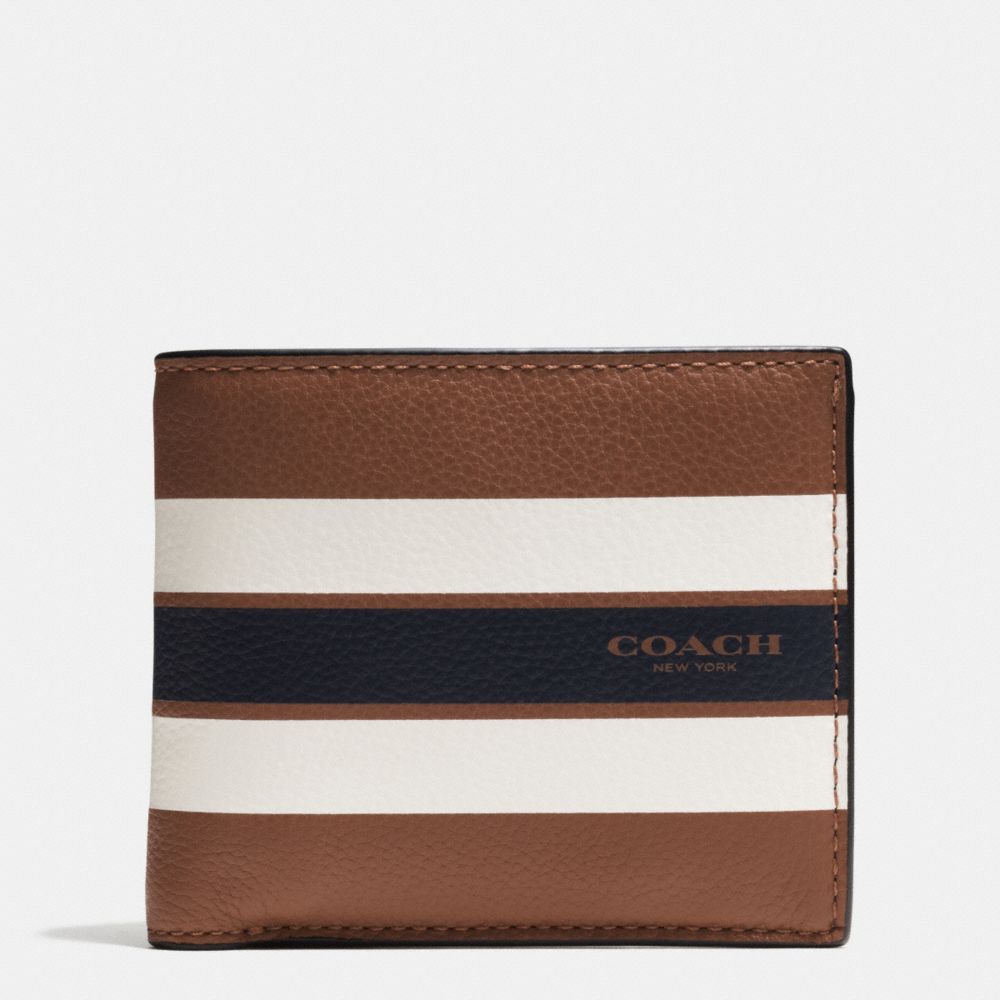 COIN WALLET IN VARSITY LEATHER - DARK SADDLE - COACH F75394