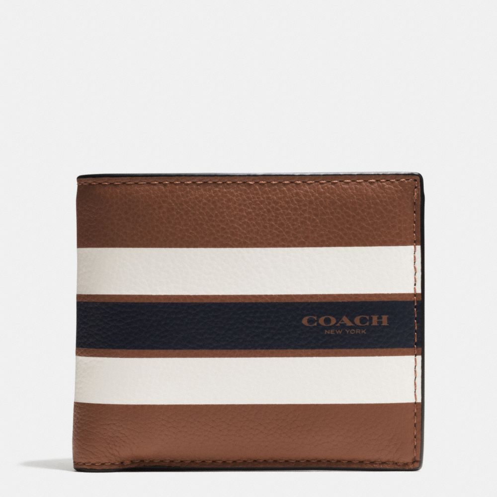 COACH F75394 Coin Wallet In Varsity Leather DARK SADDLE