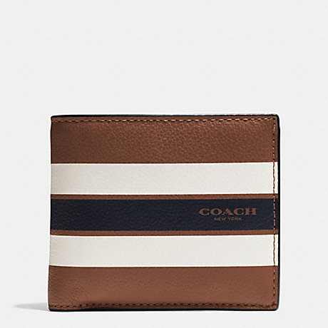 COACH F75394 COIN WALLET IN VARSITY LEATHER DARK-SADDLE