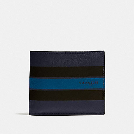 COACH F75399 COMPACT ID WALLET IN VARSITY LEATHER MIDNIGHT-NAVY
