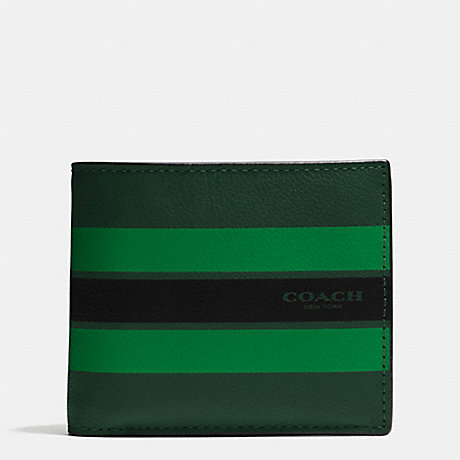 COACH COMPACT ID WALLET IN VARSITY LEATHER - PALM/PINE/BLACK - f75399