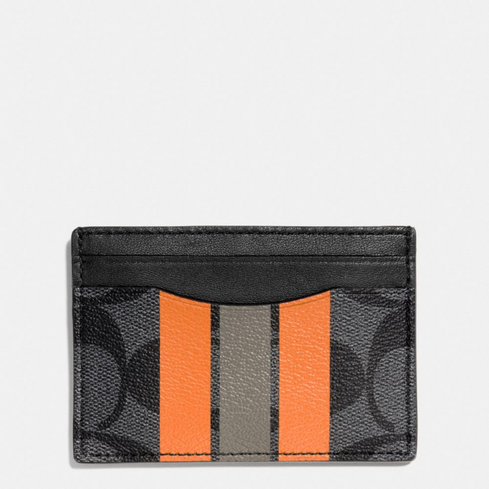 CARD CASE IN VARISTY SIGNATURE - f75421 - CHARCOAL/ORANGE