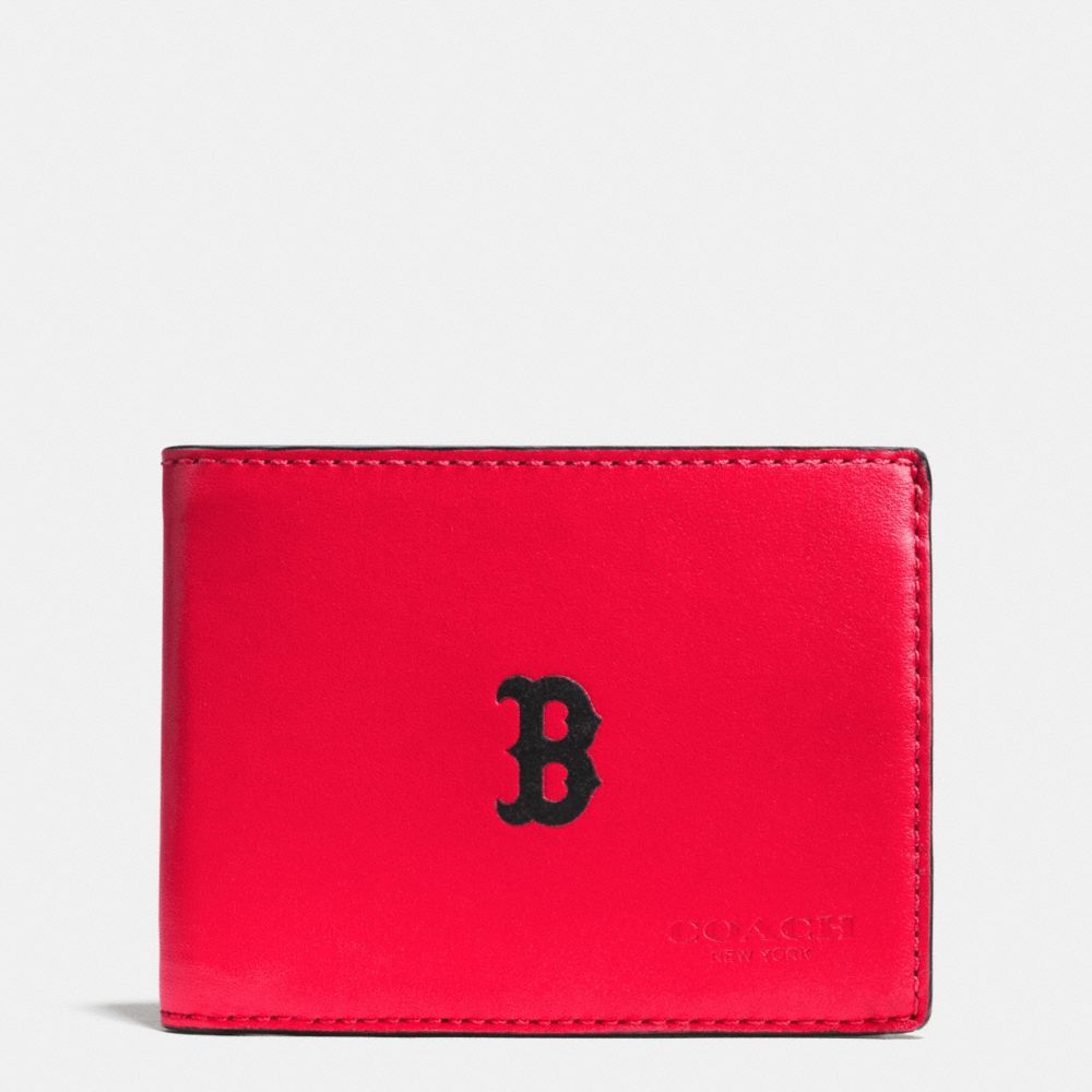 COACH F75435 Mlb Slim Billfold Wallet BOS RED SOX