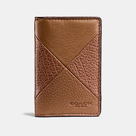 COACH CARD WALLET IN PATCHWORK LEATHER - DARK SADDLE - f75436