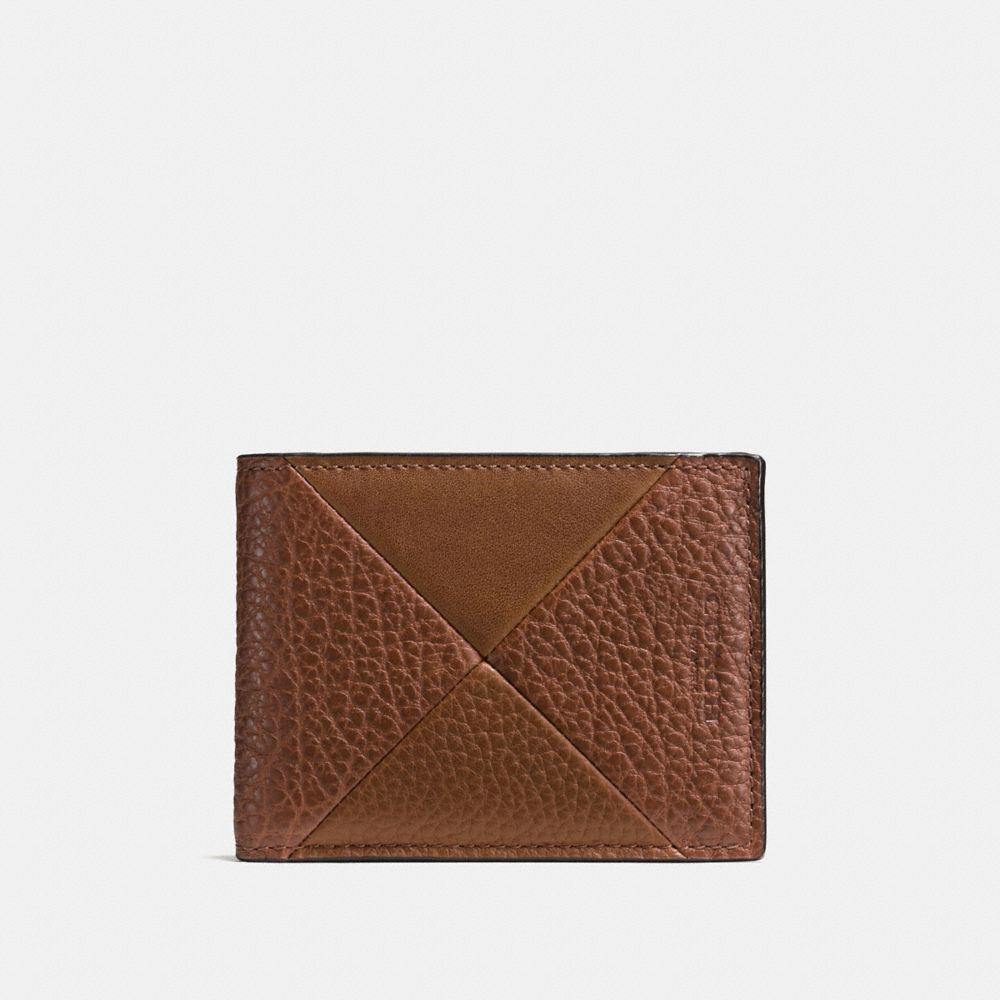 SLIM BILLFOLD WALLET IN PATCHWORK LEATHER - f75451 - DARK SADDLE