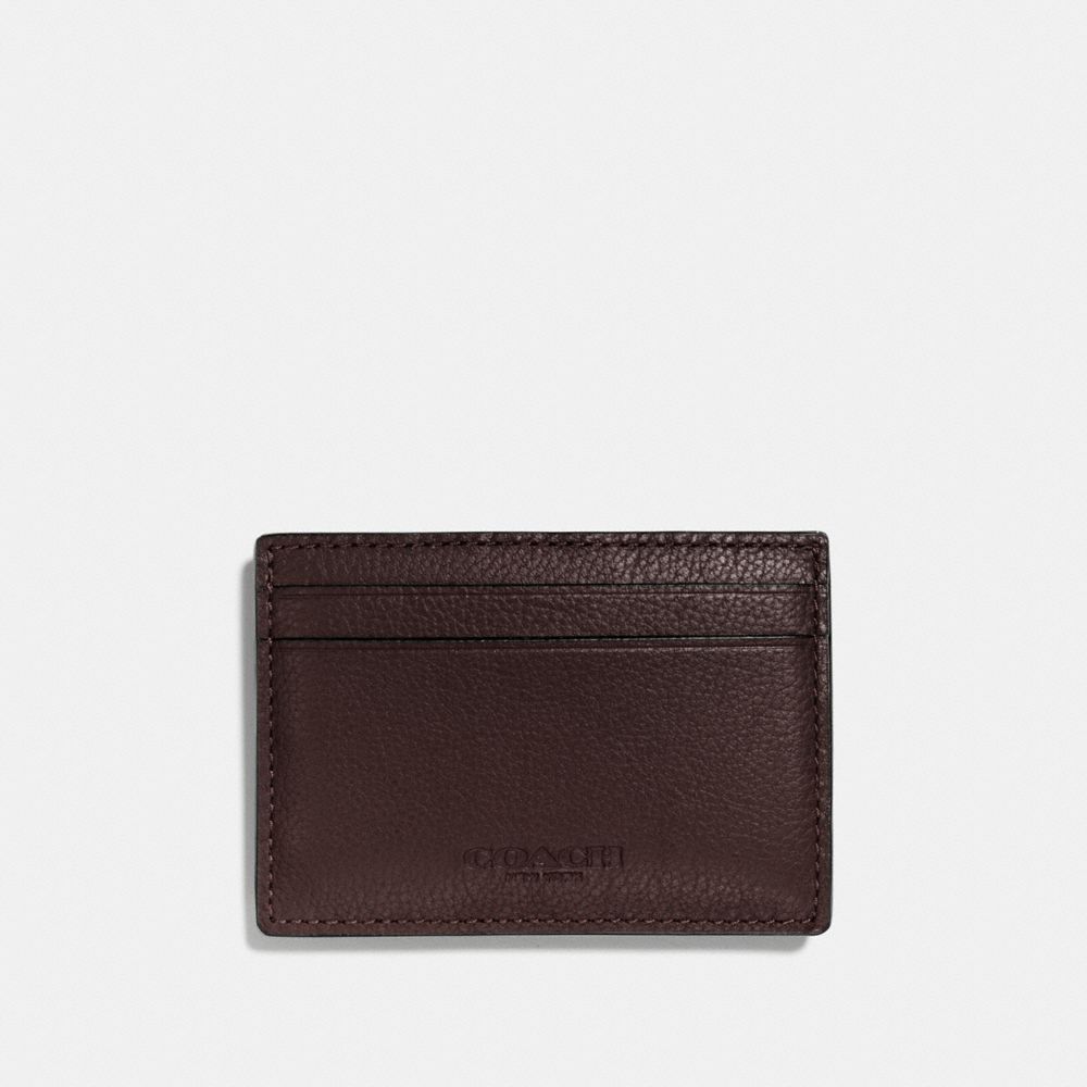 MONEY CLIP CARD CASE IN CALF LEATHER - f75459 - MAHOGANY