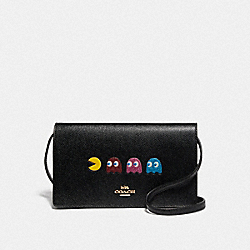 HAYDEN FOLDOVER CROSSBODY CLUTCH WITH PAC-MAN ANIMATION - BLACK/MULTI/GOLD - COACH F75605