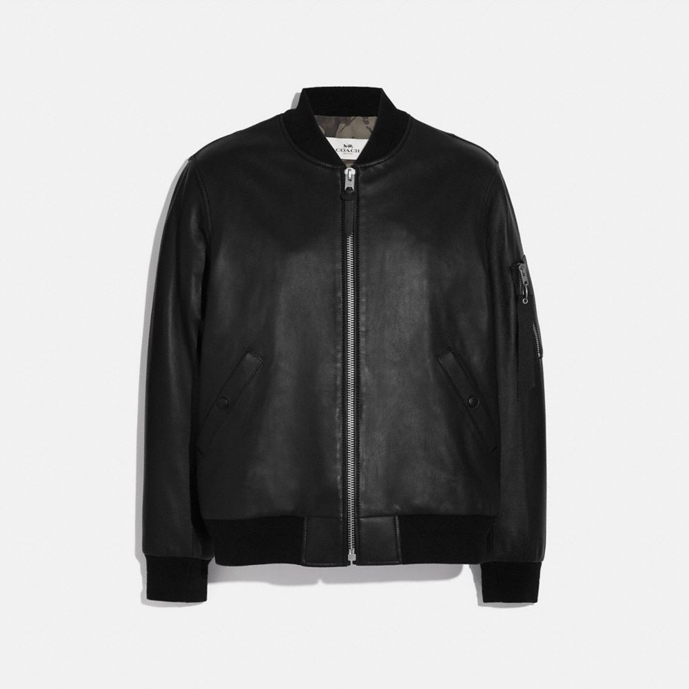 COACH F75705 Leather Ma-1 Jacket BLACK