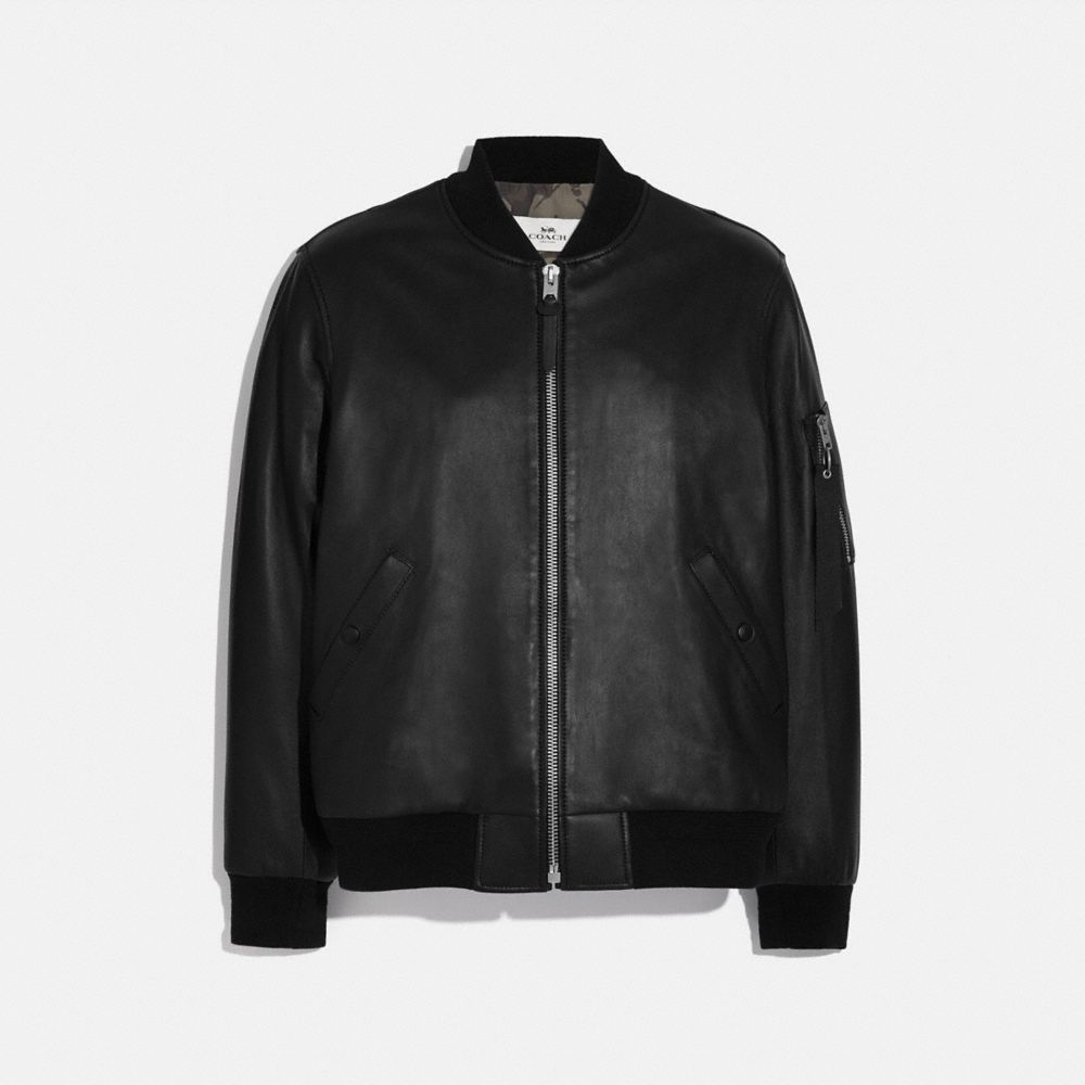 LEATHER MA-1 JACKET - F75705 - BLACK