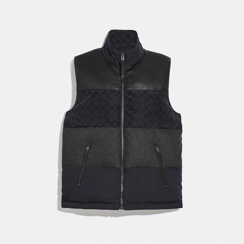 PATCHWORK DOWN VEST - BLACK/BLACK - COACH F75720