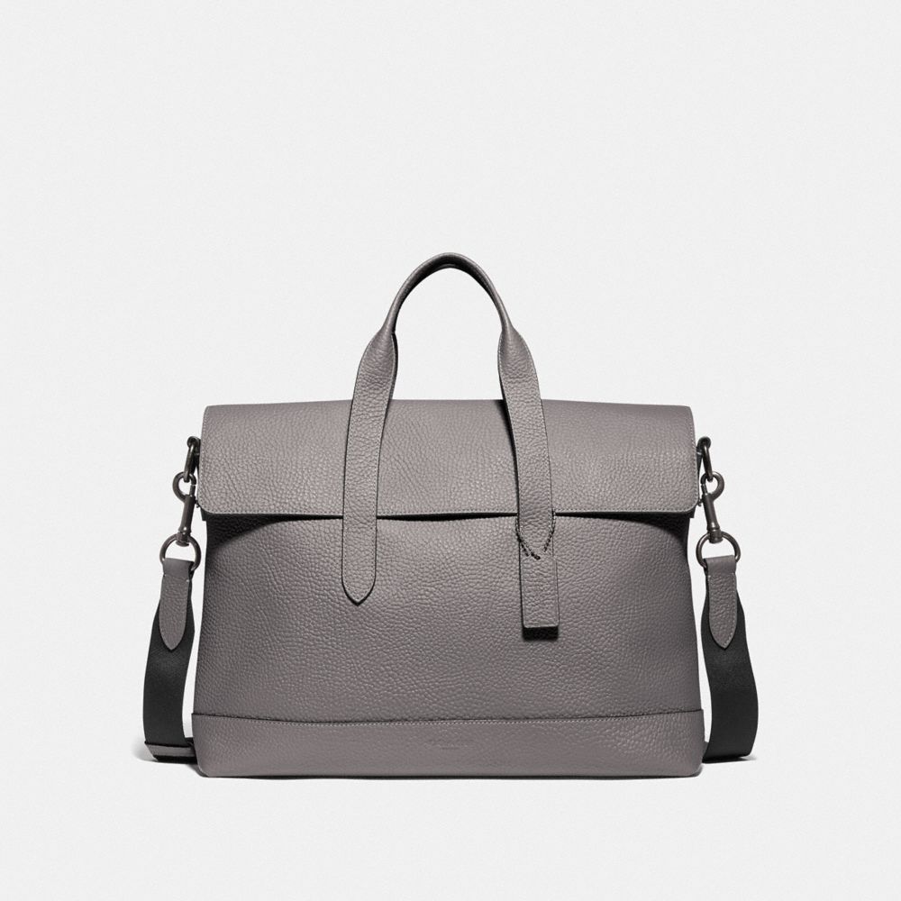 COACH HAMILTON PORTFOLIO BRIEF - HEATHER GREY/BLACK ANTIQUE NICKEL - F75757