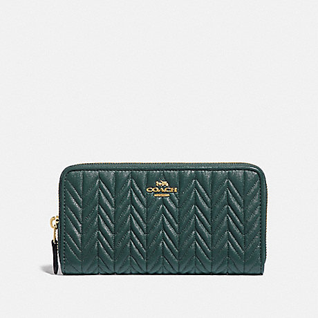 COACH ACCORDION ZIP WALLET WITH QUILTING - IM/EVERGREEN - F75802