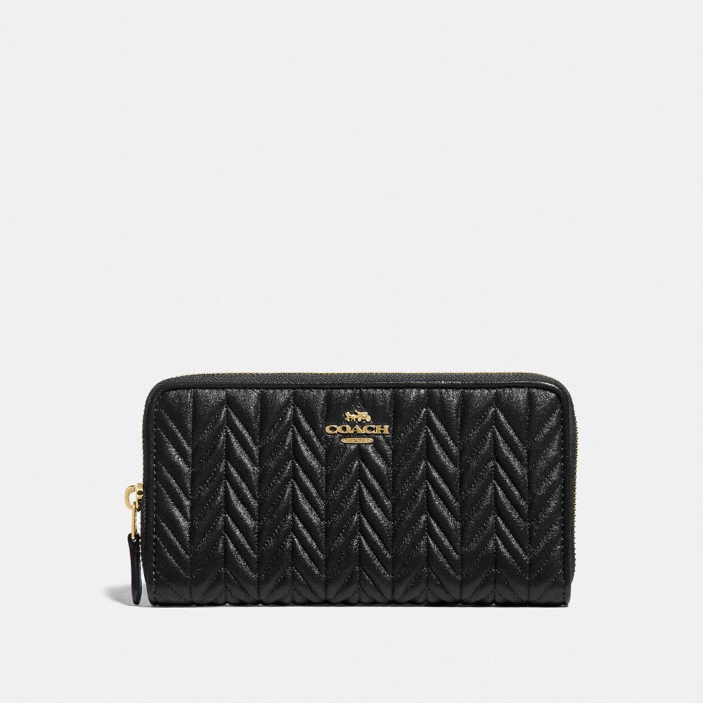 COACH ACCORDION ZIP WALLET WITH QUILTING - IM/BLACK - F75802